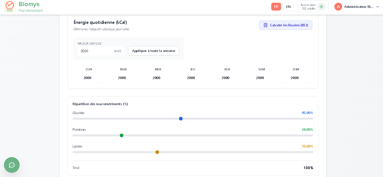Configuration précise des macros et énergies